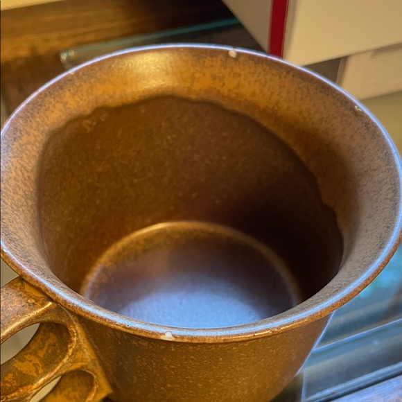 Bennington Vermont Potters Rustic Brown Stoneware Trigger Handle Mugs Set - Picture 8 of 9